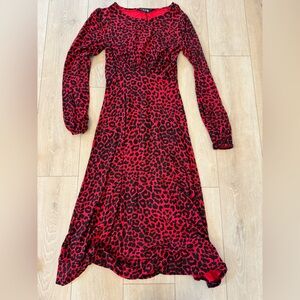 Long Tall Sally Red and Black Leopard Dress